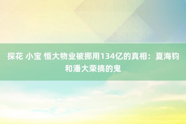 探花 小宝 恒大物业被挪用134亿的真相：夏海钧和潘大荣搞的鬼