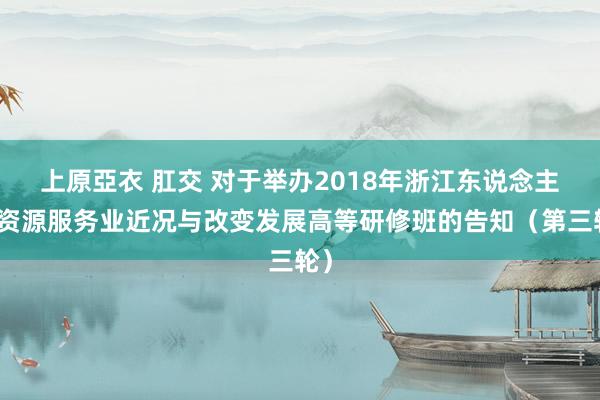 上原亞衣 肛交 对于举办2018年浙江东说念主力资源服务业近况与改变发展高等研修班的告知（第三轮）